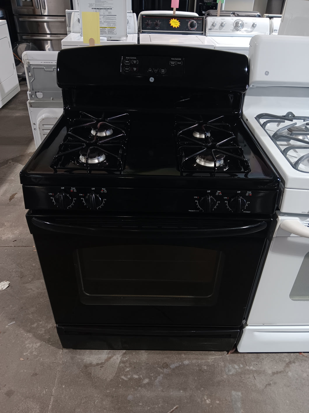 GE black gas range